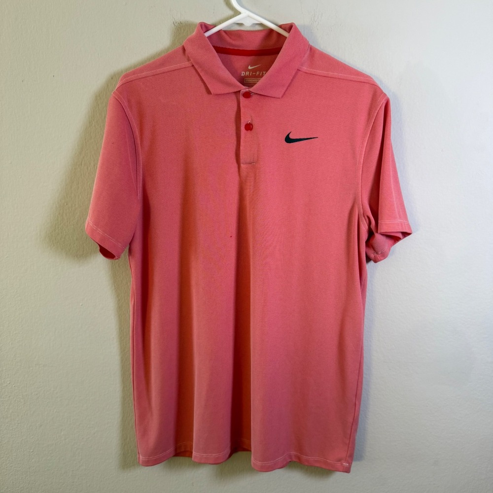 Nike Dri-FIT Standard Fit Mens Pink Short Sleeve Golf Polo Shirt Size Medium